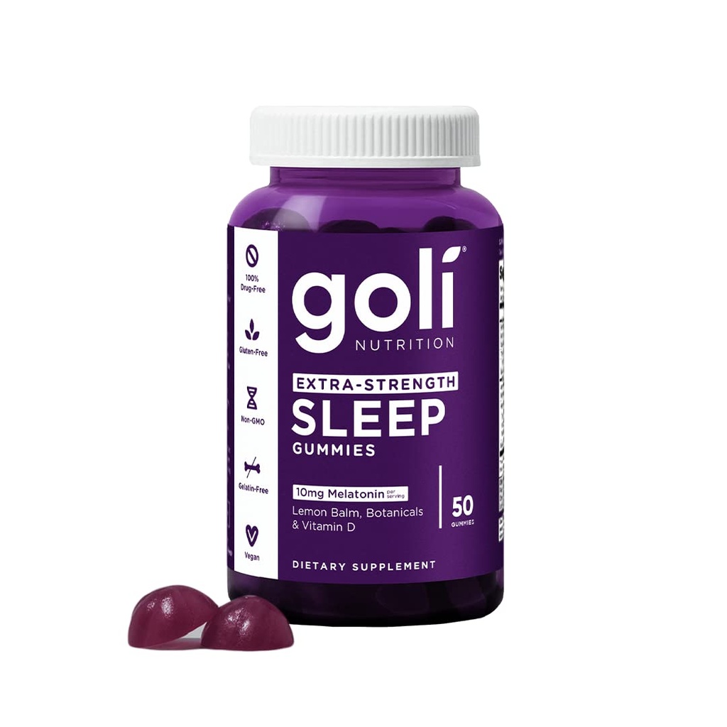 Goli Beslenme Supplement, Ekstra Güçlü Uyku Gummy 10mg Melatonin - 1 Pack 50 Count - Gluten-Free, Vegan, Non-GMO ve Gelatin-Free