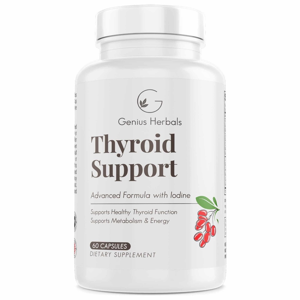 Tiroid Desteği - Iodine ile Gelişmiş Formula, Metabolism & Enerji Destekler, Sağlıklı Tiroidi Destekler. Non-GMO Yourroid Supplement - 60 Capsules