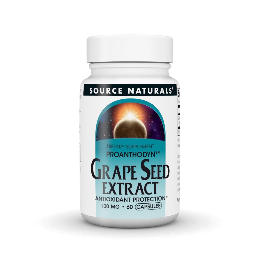 Source Naturals Grape Tohum alıntı, Koruma ve Sağlıklı Ağlama Beyin *, 100 mg - 60 Capsules