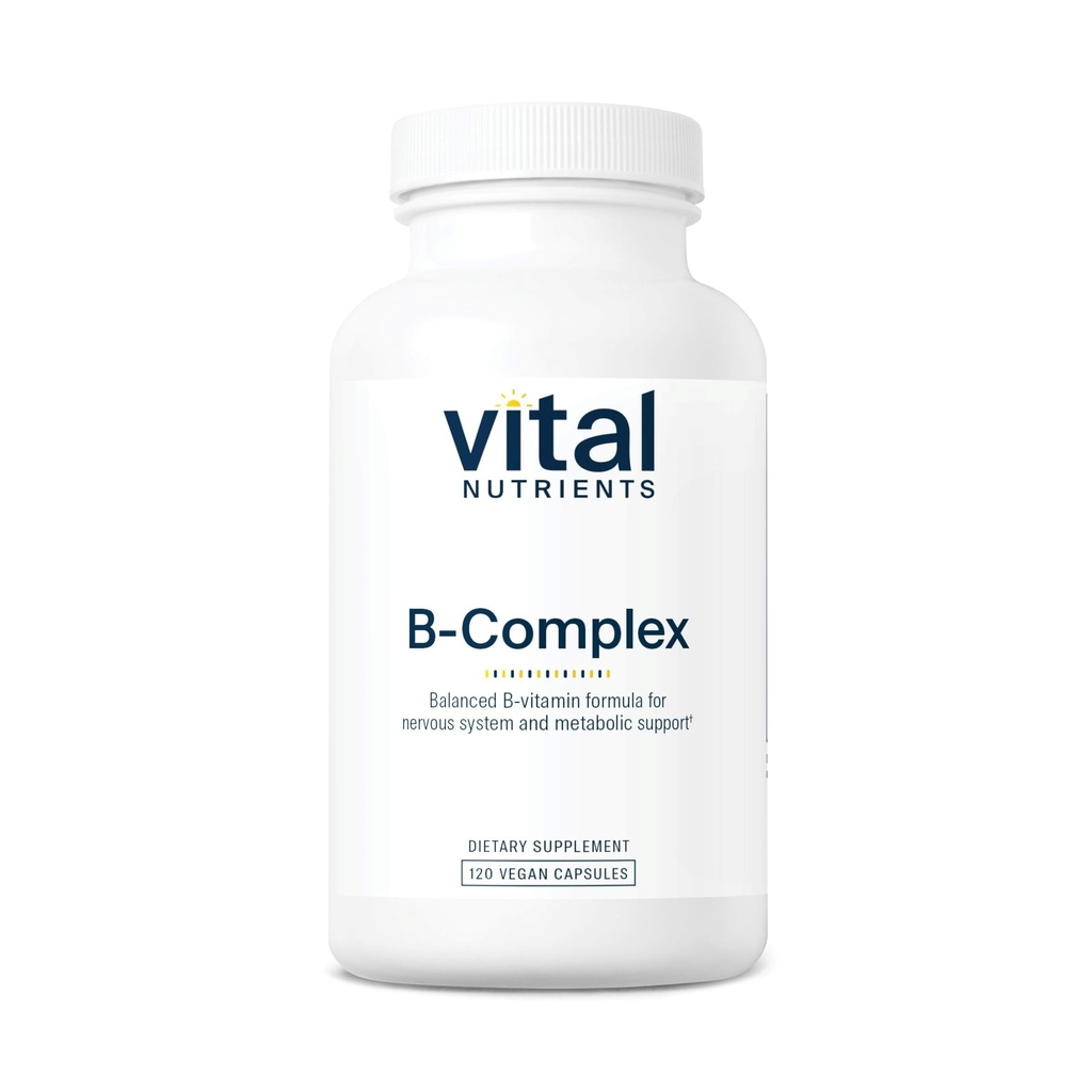 Vital Nutrients B-Complex | Vegan High-Potency Me Complex Vitaminleri | B Vitaminleri Destek Enerji Üretimi, Metabolism ve Kalp Sağlığı * | Gluten, Süt, Soy Free | 120 Capsules