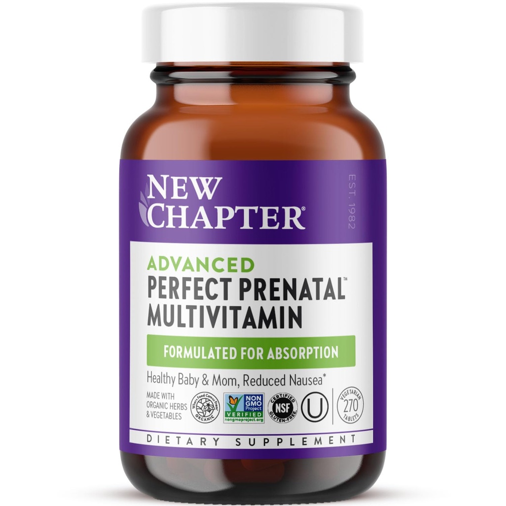 Yeni Bölüm Gelişmiş Mükemmel Prenatal Vitaminler, 270ct, Organik, Sağlıklı Bebek ve Anne için Metal olmayan Malzemeler - Folate (Methylfolate), Tüm Gıda Fermented Iron, D3 + Ginger