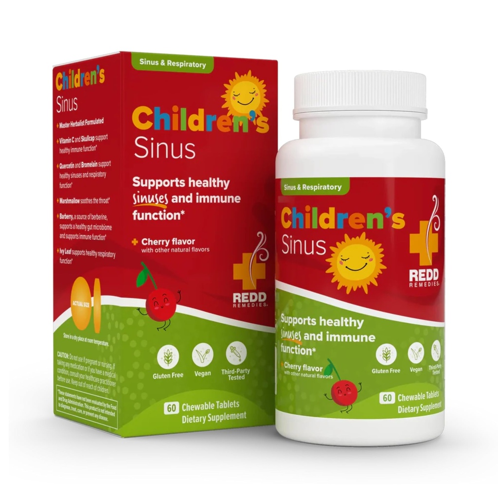 Redd Remedies, Çocuk Sinus Desteği, Immune ve Respiratory Health Formula, Cherry Flavor, 60 Chewable Tabletler