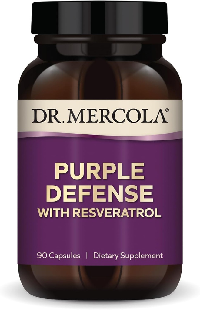 Dr. Mercola Mor Savunma - Yüksek Lisans Antioksi Desteği - Grape Tohum & Skin Ekstraksiyonu ile - Kariovasküler ve Beyin Sağlığı - 90 Capsulescular & Brain Health - 90 Capsules