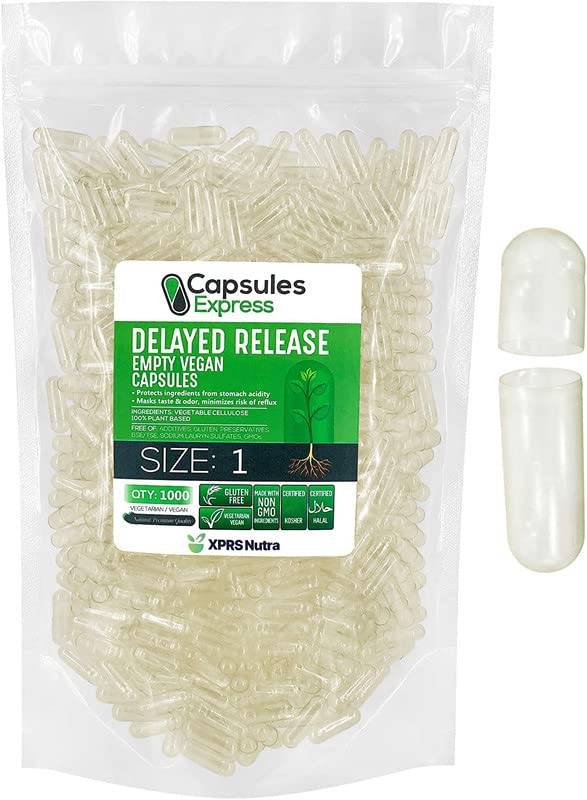 XPRS Nutra Gecikme 1 Boş Kapsüller - 1000 Kont Clear Boş Vegan Capsules - Vegetarian Pills - DIY Sebze Kapsülü - Do-It- Yourself Supplements