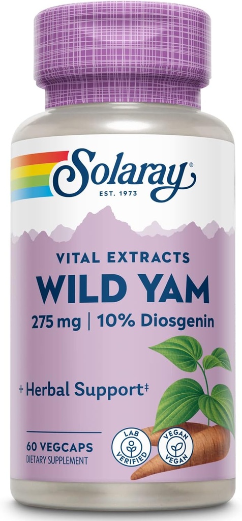 SOLARAY Garantili Potency Wild Yam Root Ekstraksiyon, Veg Cap (Btl-Plastik) 275 mg | 60ct