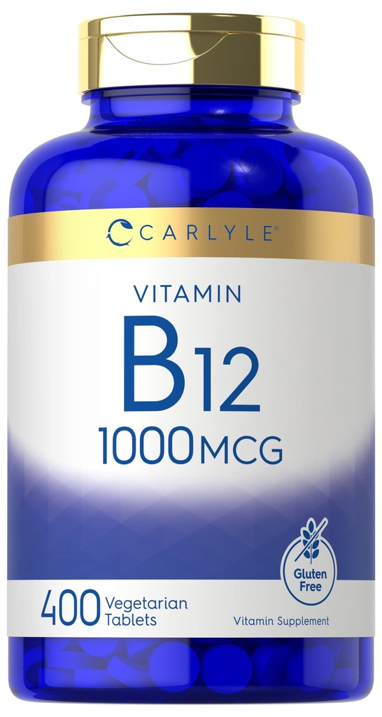 Carlyle Vitamin B12 1000 mcg | 400 Tabletler | Vegetarian, Non-GMO, Gluten Free Supplement