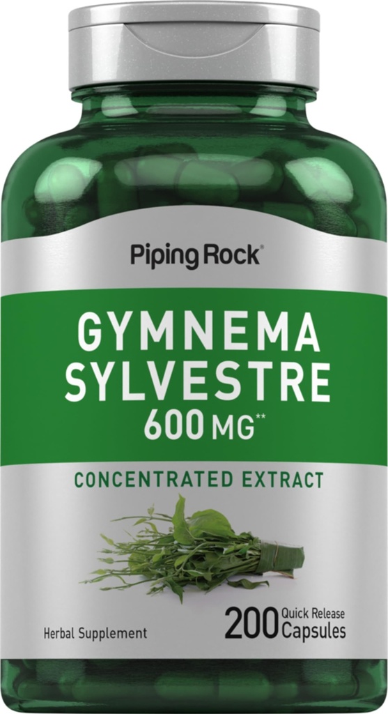 Piping Rock Gymnema Sylvestre Supplements 600 mg | 200 Capsules | Interd Herbal Extract | Non-GMO ve Gluten Free