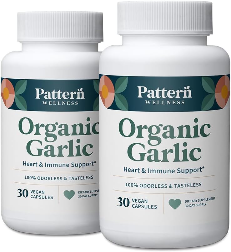 Desen Wellness Odorless Organic Garlic – 1000 mg – Immune, Circulatory & Heart Health Support – Non-GMO & Gluten Free – 60 Vegan Capsules