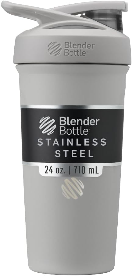 BlenderBottle Sport, Paslanmaz Çelik Shaker Şişe'i Wiresk, 24Ounce, Grey - Athletes & Fitness Enthusiasts, Easy Mix, Keeps Drinks Cold, Lockable Lid