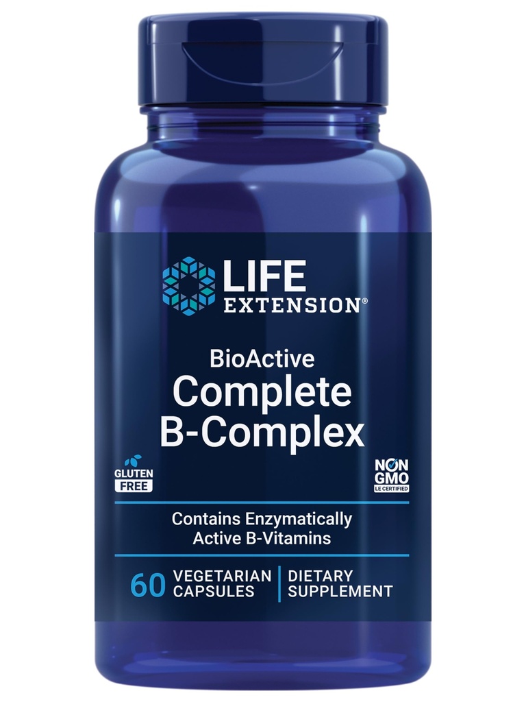 Life Extension BioActive Complete B-Complex, Kalp, Beyin ve Nerve Support, Sağlıklı Enerji, Metabolism, Tamam B Complex, 60 Vegetarian Capsules