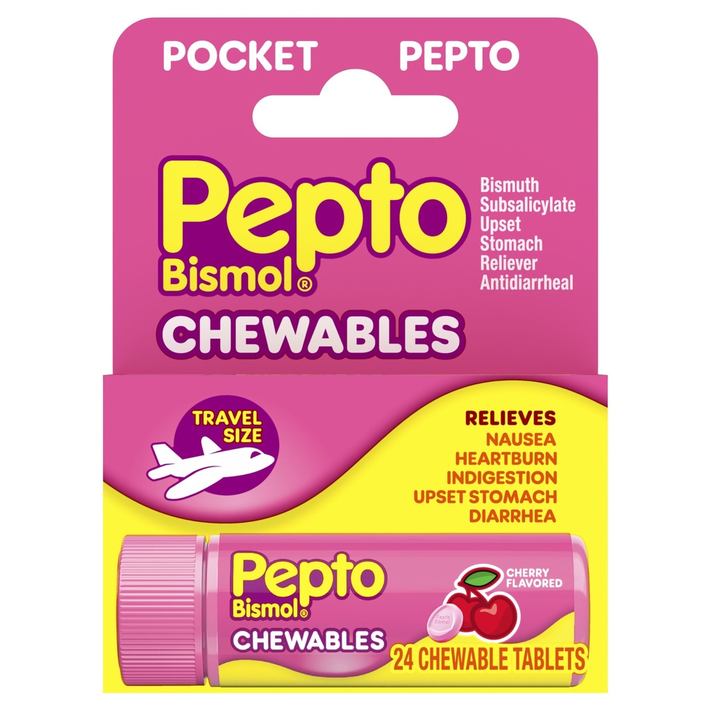 Pepto Bismol, Nausea, Heartburn, Indigestion, Upset Stomach ve Diarrhea - 5 Symptom Hızlı Yardım, Cherry Flavor 24 ct