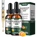 Magnezyum Glycinate Liquid Drops Supplement, Magnezyum Glycinate 500 mg Ashwagandha, L - Theanine, Chamomile - Support Stress Relief, Bone, Muscle, Mood Mango Flavor 2Pack