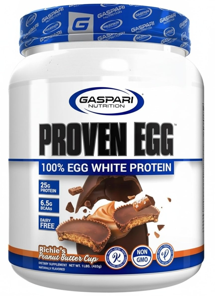 Gazpari Beslenme Proven Yumurta,% 100 Egg White protein, 25g protein, Keto Friendly, Dairy Free, Lactose Free, Soy Free (1lb, Peanut Butter)