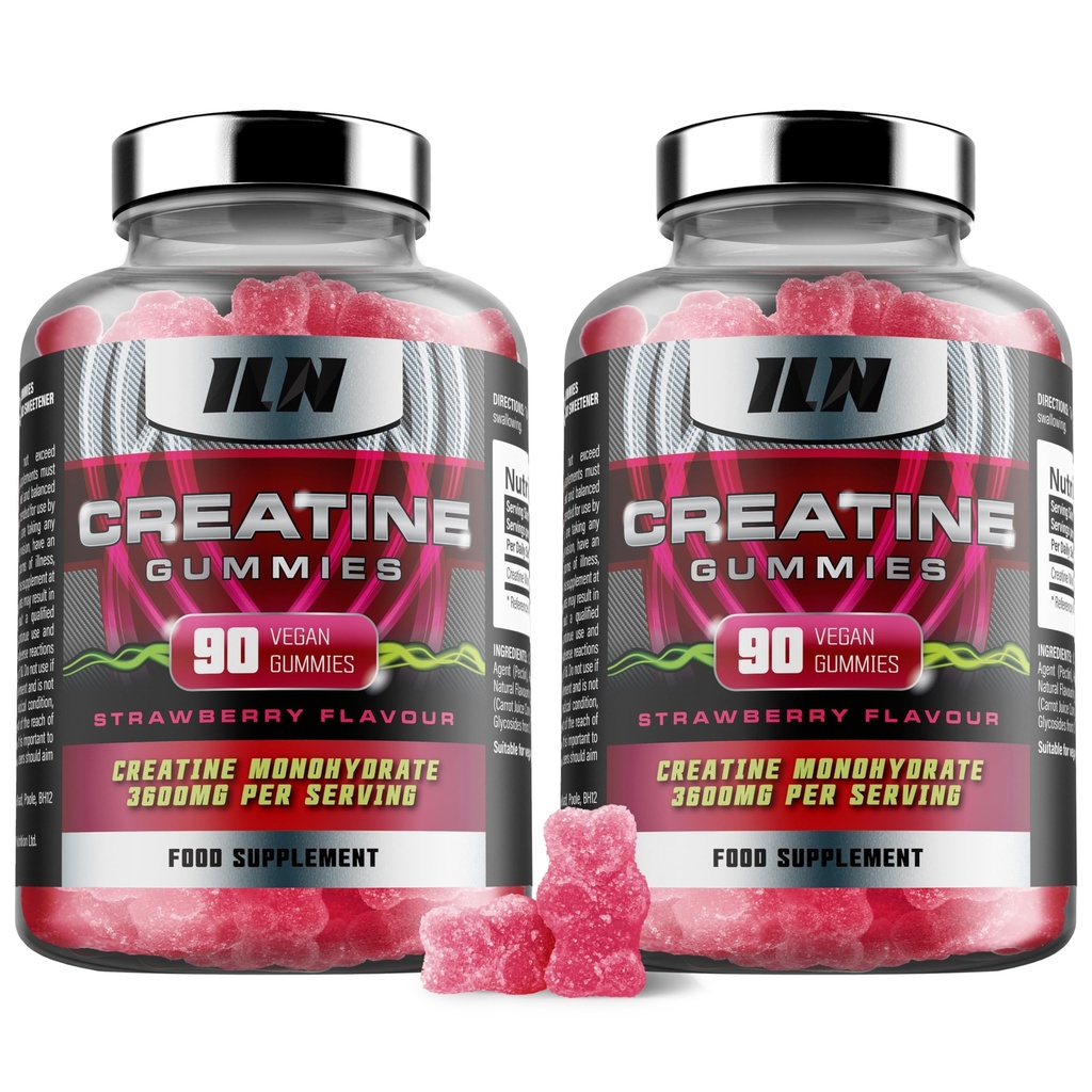 Demir Laboratuvarları Beslenme Kreatine Monohidrat (180 Gummy Bears) - 3600 mg Oda başına - Strawberry Flavor - Erkekler ve Kadınlar için Yüksek Güç Kreması (180 Vegan Gummies)