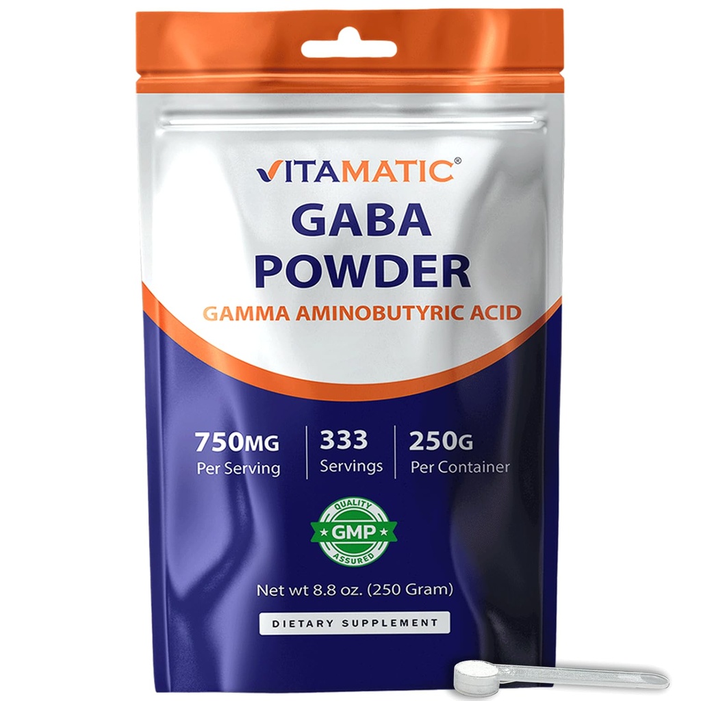 Vitamatic Gamma Brassbutyric Acid Toz 750 mg hizmet başına - 250 Grams - Ayrıca Called GABA - 333 Hizmetler