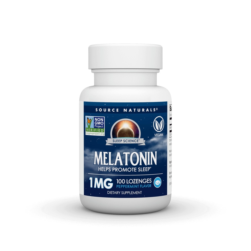 Source Naturals Melatonin, Help Promote Sleep* - 1 mg - 100 Peppermint Flavored Lozenges