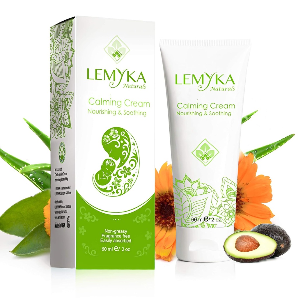 Natural Eczema Cream, Itch Relief for Atopic dermatitis, Soothing & Intensively Moisturizing, Dry cracked Skin Balm, Anti Itch Ointment, 10X Organic aloe vera, ceramides, LEMYKA, 2OZ
