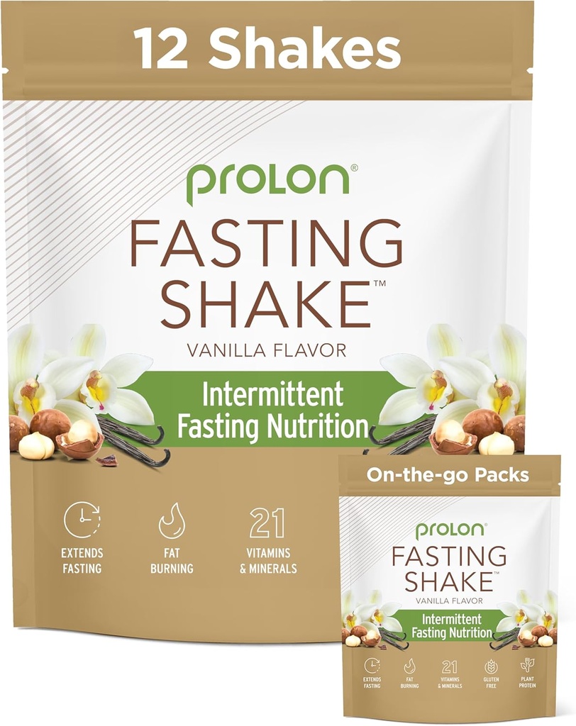 Prolon Intermittent Fasting Drink Mix | Shake for Intermittent Fasting | Vitaminler, Fiber, Plant bazlı protein, Superfoods | Keto, Vegan, Gluten Free, Dairy Free | Vanilla, (12 ct)