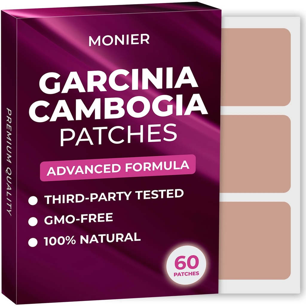 MONIER Garcinia Cambogia Patches ( 60'ın paketi) - Kadınlar ve Erkekler için% 100 Doğal Patch - B12 & Pyum - Enerji, Focus & Body Support - Gelişmiş Formula