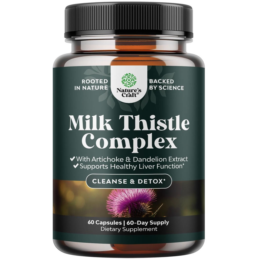 Liver Support Milk Butle Supplement for Liver Cleanse Detox & Tamir - Gelişmiş Süt Butle ve Dandelion Root Supplement with Artichoke Extract - Dandelion Capsules for Detox - 60 Cttle