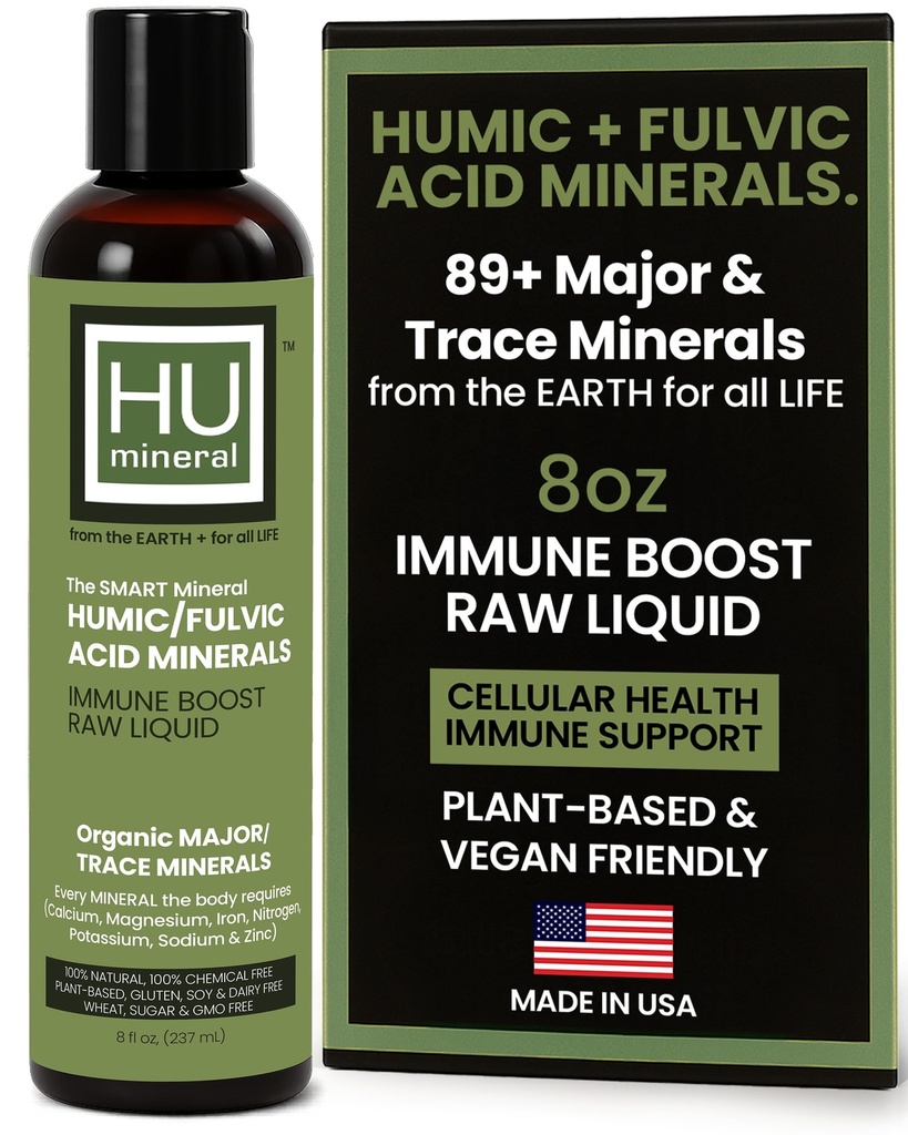Raw Liquid Mineral – Organik Humic Acid & Fulvic Acid- Major & Trace Minerals & Electrolytes Supplement – Plant-Based for Immune, Gut & Detox Support (8 oz)