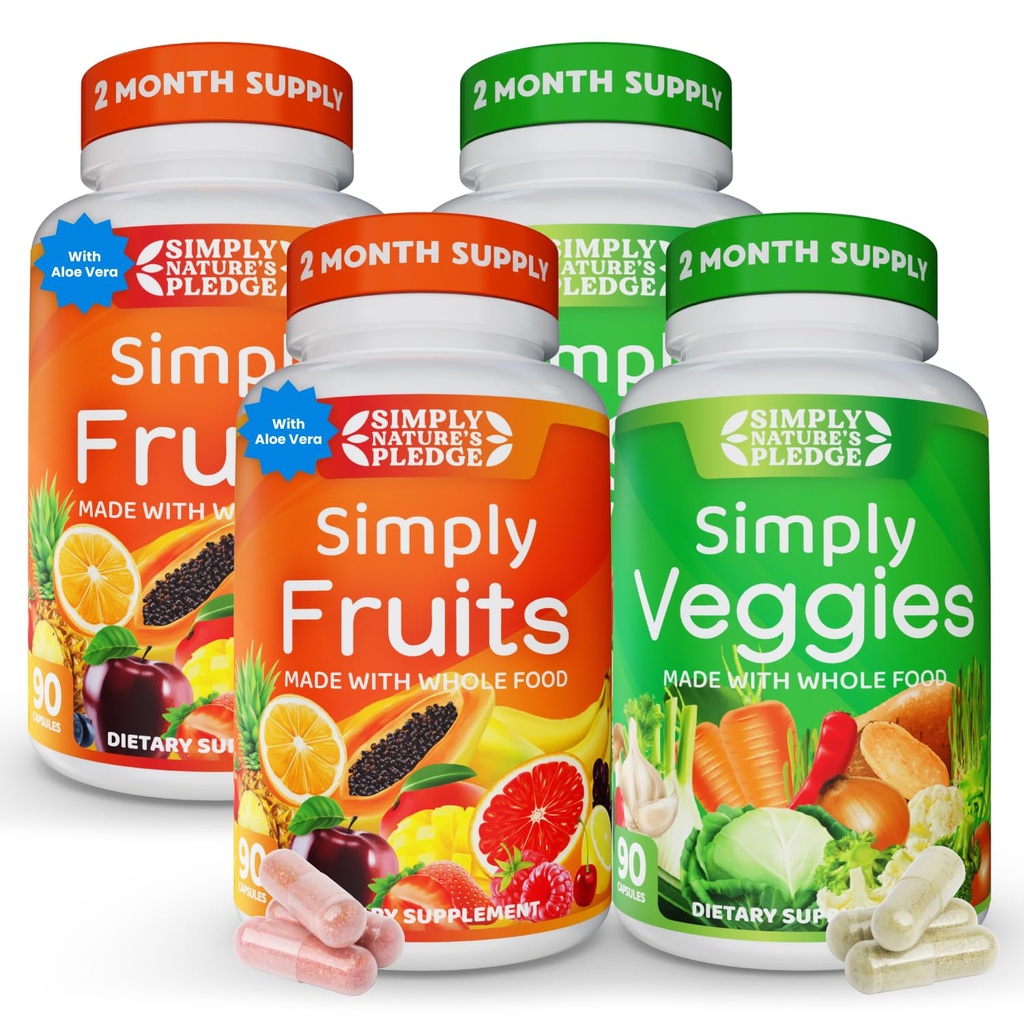 Just Nature's Pledge - 42 farklı meyve ve sebze ile paketlendi - 2Month Supply - Real, Non-GMO Whole Foods - Supports Energy & General Wellness - Soy-Free - 360 Capsules