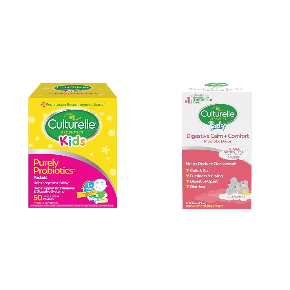 Kültür Çocukları Immune & Digestive Support, 50 Count & Baby Calm & Comfort Drops 0-12 Ay, 0.29 Ounce