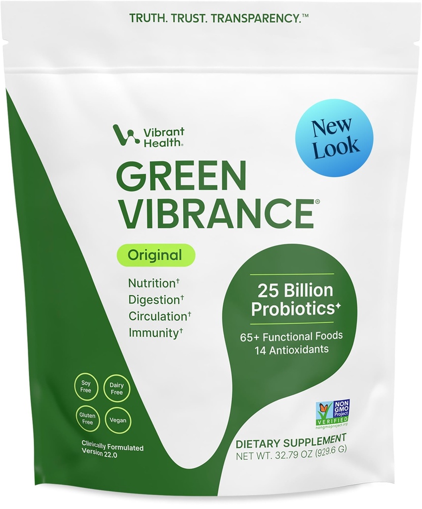 Vibrant Health, Green Vibrance, 65 Plant-Based Superfoods, 25 Milyar Probiyotikler, Fiber, Adaptogens & Enzymes, 83 Hizmetler,