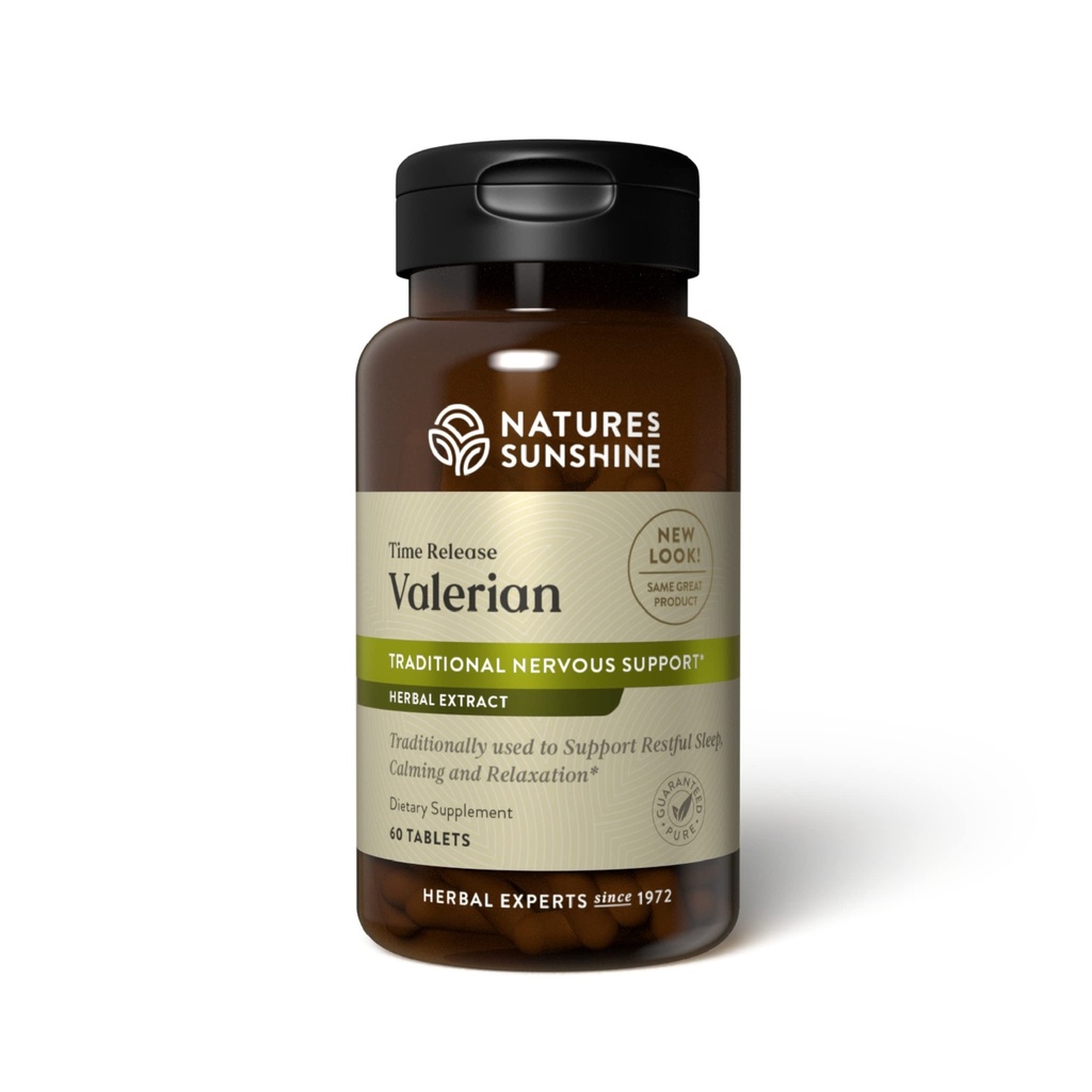 Nature's Sunshine Valerian Root Extract Time release, 60 Capsules | Herbal Supplement Rahatlama, Destekler Uyku ve Doğal Nervous Sistem Destekleri