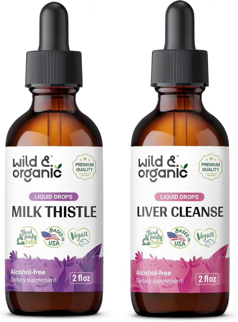 Vahşi ve Organik Süt Butle Tincture 2 fl oz & Liver Cleanse Tincture 2 fl oz
