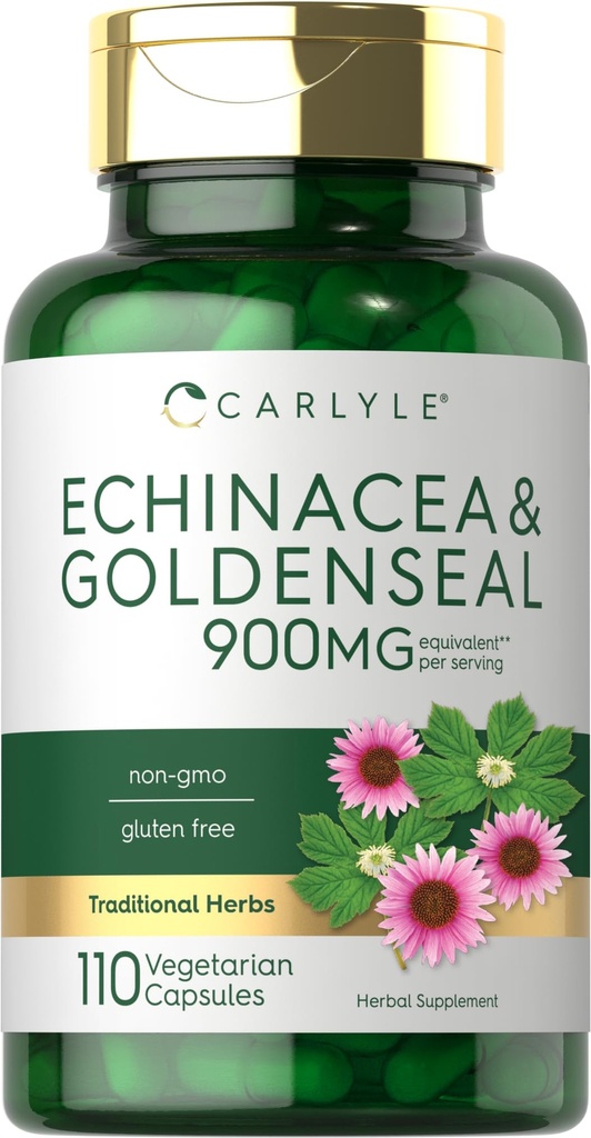 Carlyle Echinacea Goldenseal Capsules | 110 Kont | 900 mg | Vegetarian, Non-GMO, Gluten Free