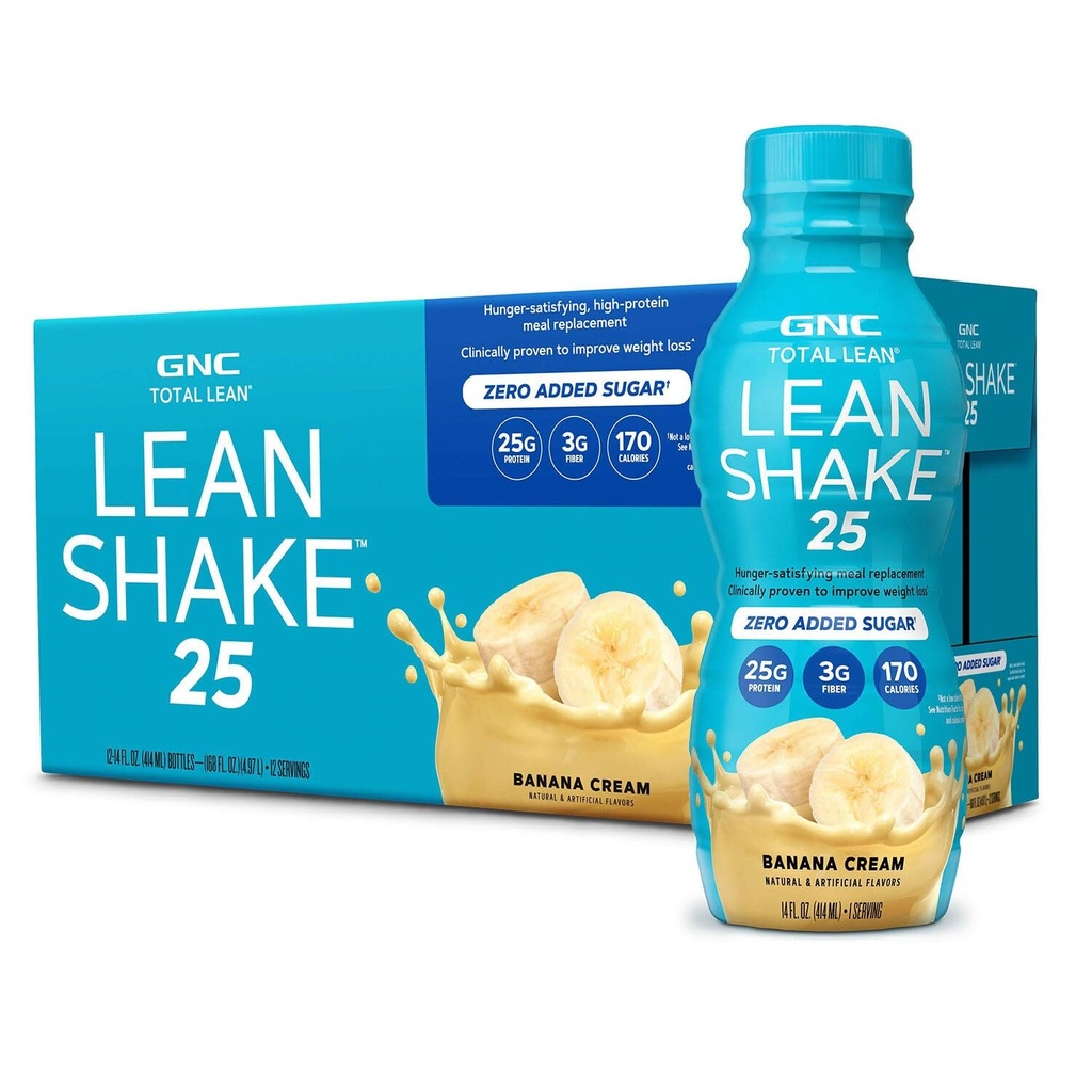 GNC Lean Shake 25 protein Shake, Klinik olarak Proven Kilo Yönetimi, Meal modifikasyon, Sıfır Eklenmiş Şeker ile 25g Protein, Ina Cream, 12 Paket