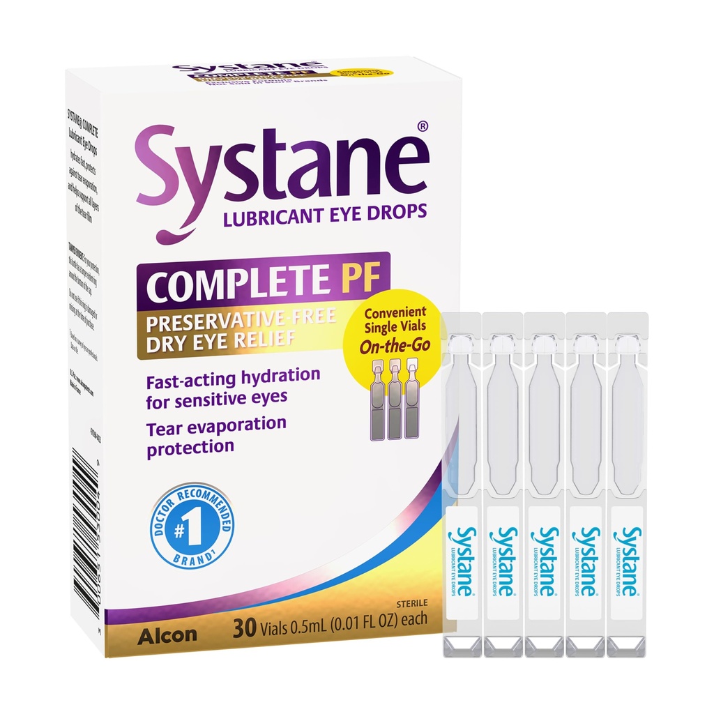 Systane Complete Unit-Dose Preservative-Free Eye Drops 30ct Kuru Göz Yardımı için Tek kullanımlıklar
