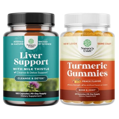 Liver Cleanse Detox & Tamir - Silymarin Milk Butle with Dandelion Root Choline Beetroot Artichoke Extract and Turmeric Curcumin Gummies with Black Pepper Curcumin Toz for Ortak Destek