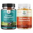 Liver Cleanse Detox & Tamir - Silymarin Milk Butle with Dandelion Root Choline Beetroot Artichoke Extract and Turmeric Curcumin Gummies with Black Pepper Curcumin Toz for Ortak Destek