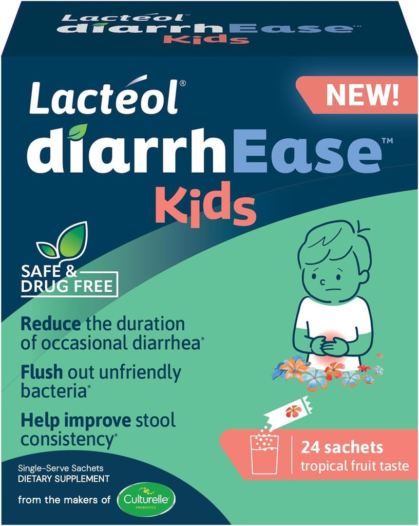 DiarrhEase Kids - Güvenli, Uyuşturucu Ücretsiz ve klinik olarak test edilmiş postbiyotik Strain O Kısaens Occasional Diarrhea- Works Doğal Olarak Çocuğunuzun Bedeni, 24 Kont