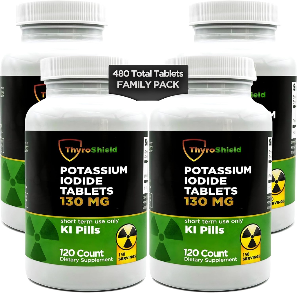 Radaition Tabletler | Potasyum Iodide 130 mg | KI Pills | (4 Pack) 480 Toplam Tabletler