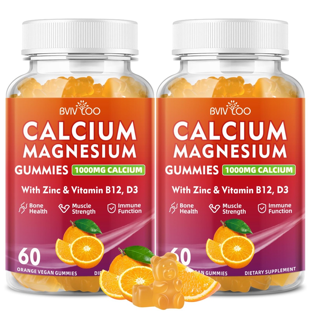 2 Packuba Gummies 1000 mg ile D3 K2 & B Kompleksi, Potasyum, Magnezyum Çinko Kemik, Kas, Mood ve Immunity - Orange Flavor 120 Gummies