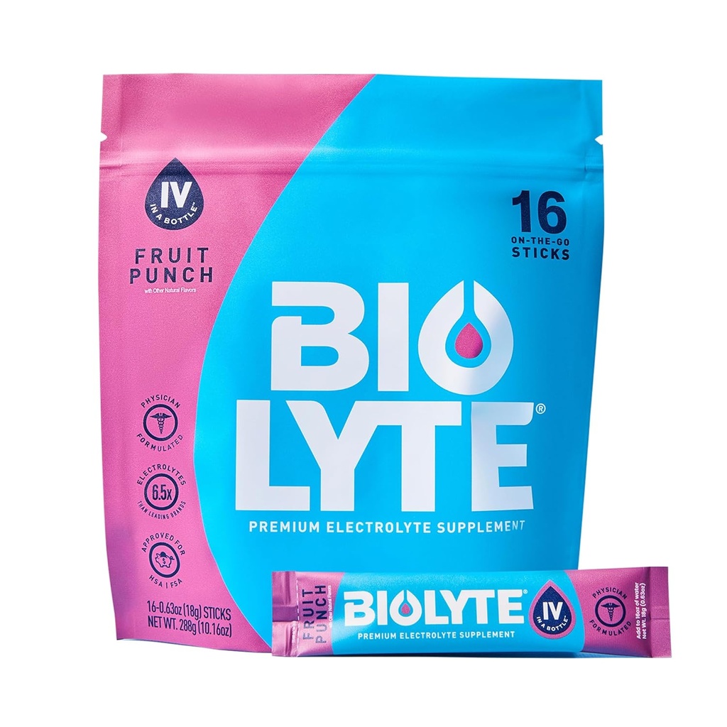 BIOLYTE IV Elektrolyte Toz Paketleri, IV Sıvı Su için Mix, Doktor-Developed Hydration, HSA & FSA Onaylı Dehidrasyon Yardımı, Chemoterapi Kadınlar için Gerekiyor, Erkekler-Zeyni Meyvesi (16 Sticks)