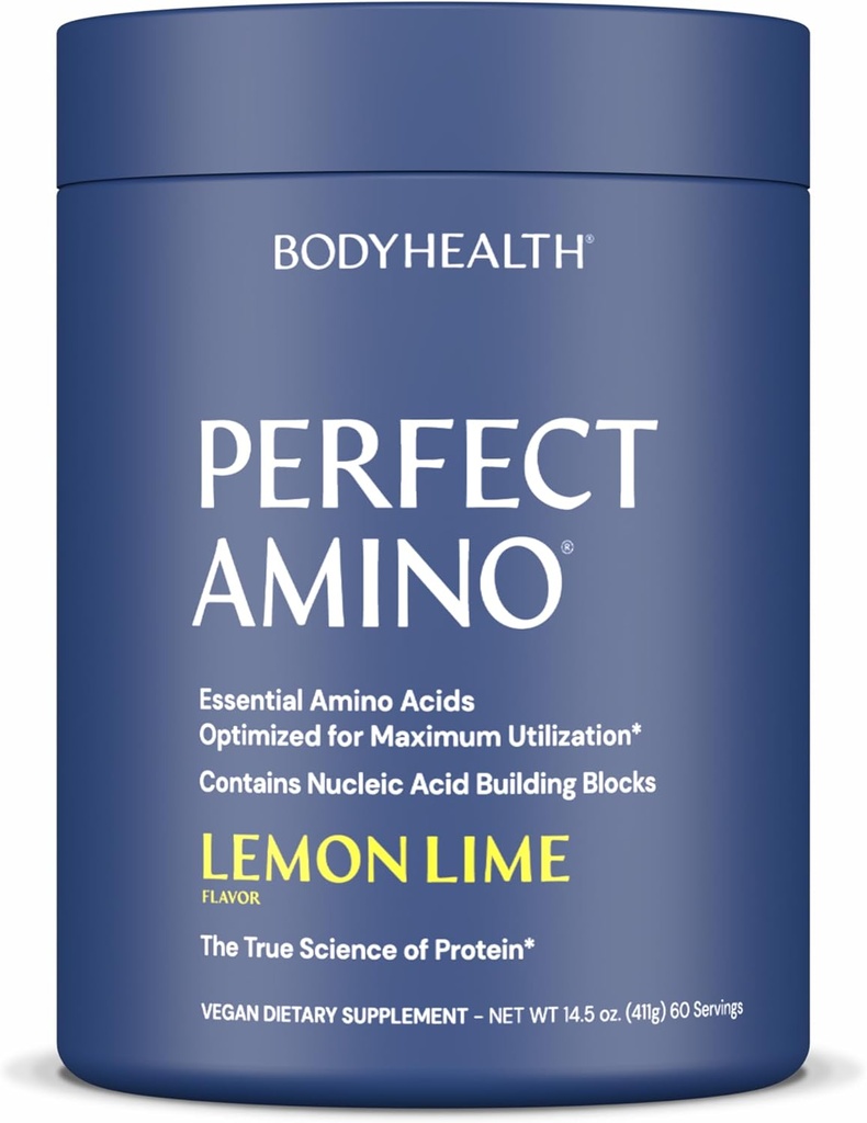 BodyHealth PerfectAmino Toz - BCAA ve EAA Toz Pre and Post Workout - Aminoas Energy Drink for Men and Women to Support Lean Muscle and Recovery - Lemon Lime - 60 Hizmetler
