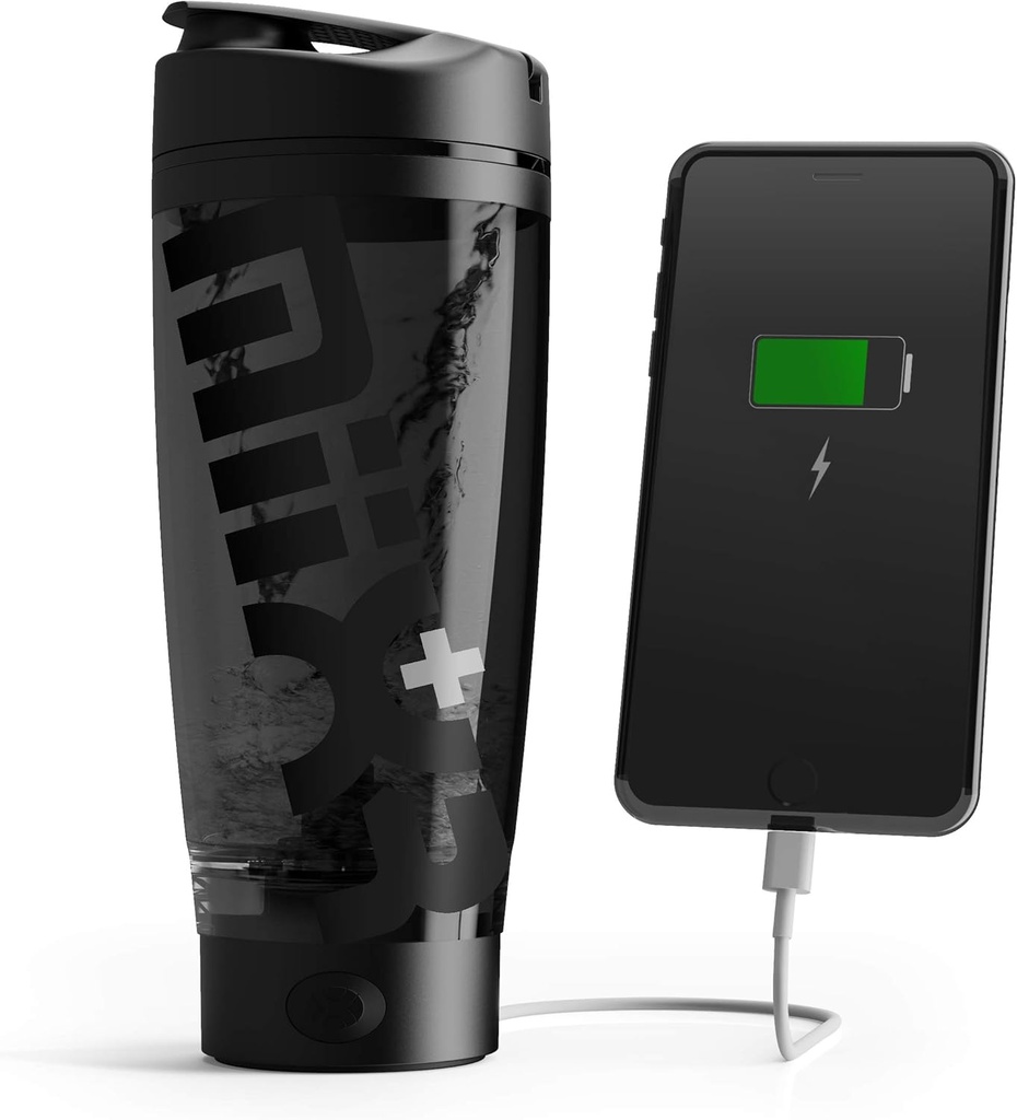 Promixx Şarj Shaker Şişe (MiiXR+ Edition) | Tamam Storage ve Easy-to-te Tritan Kupası (20oz | Stealth Black) ile Device-charging Vortex Mixer