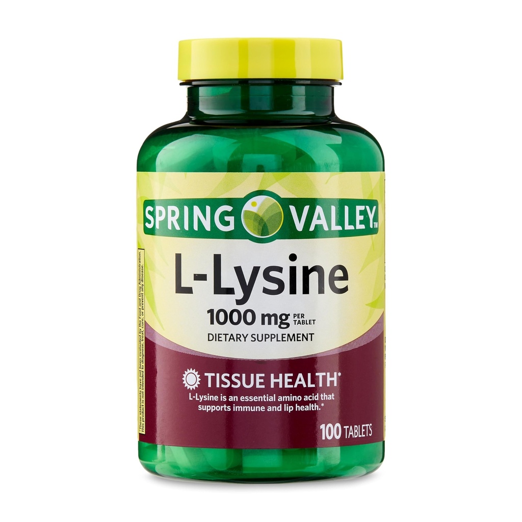 L-Lysine 1000 mg Tabletleri - Immune Support, Collagen Formasyon ve Skin Health - Yüksek Lisans Lysine Supplement, 100, Count Gluten-Free (Pack of 1)