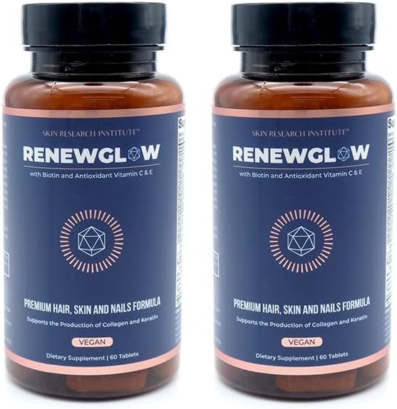 SRILabs Renewglow Biotin 5000 Live Hair Growth Supplement for Women 40 Plus - Gotu Kola Vitamin E, C çinko for Health Hair, Skin and Nails – 27 Beauty Enhancing Nutrients