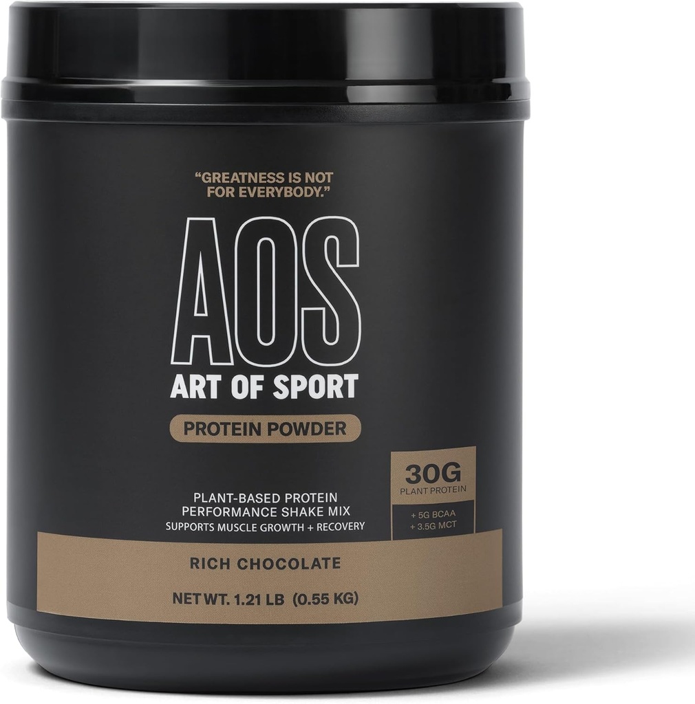Spor 30g Protein Tozu, Çikolata, Sporcular için Protein, Bitki bazlı, Süt & Gluten Free, 0g Sugar, 5g BCAA, 3.5g MCT, 1.21lb tub