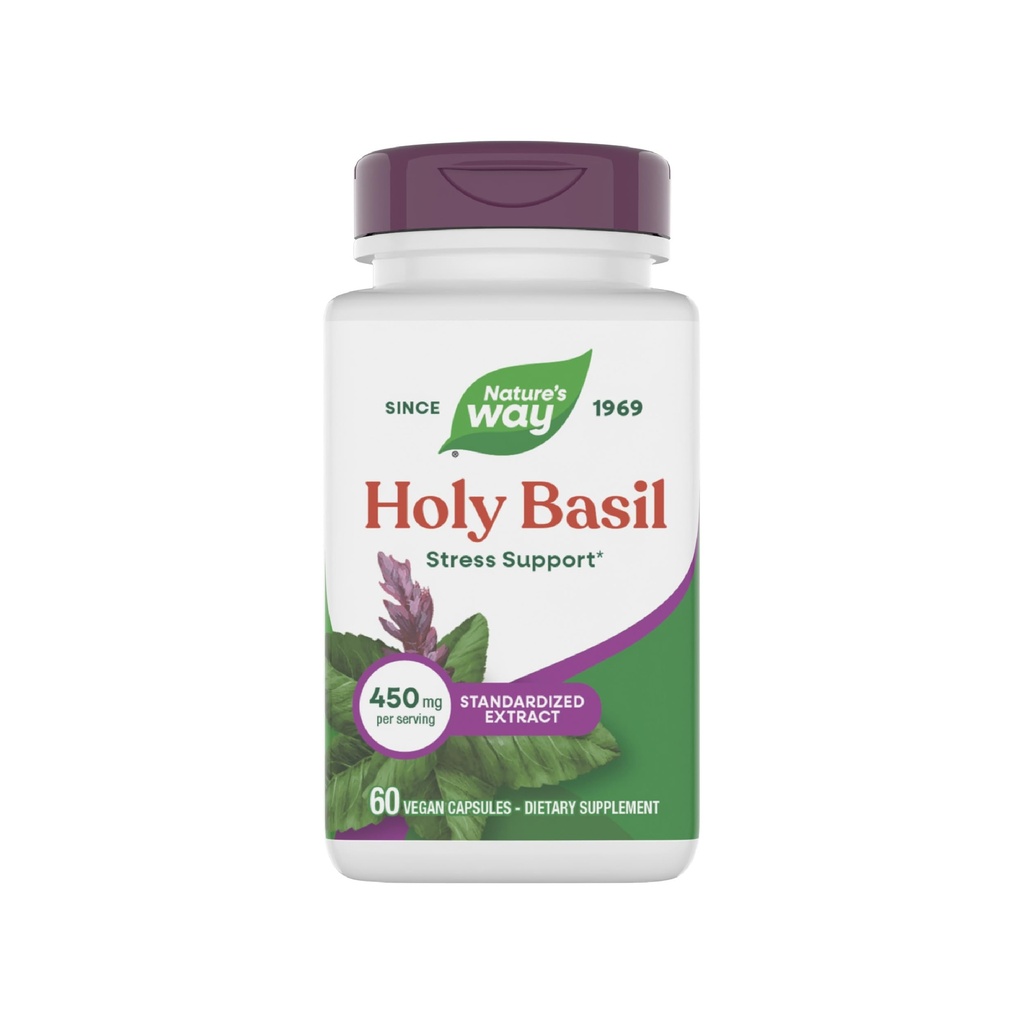 Nature's Way Holy Basil Premium Extract, Stress Support*, Adaptojenik Herb*, 450 mg per Service, 60 Vegan Capsules (Pazar Mayıs Vary)