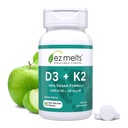 EZ Melts Dissolvable Vegan Vitamin D3 + K2 5.000 İ - Bone & Heart Health Support - Immune Function Support - No Yapay Flavors - Non-GMO - Green Apple - 90 Dissolvable Tabletler (90 hizmet)