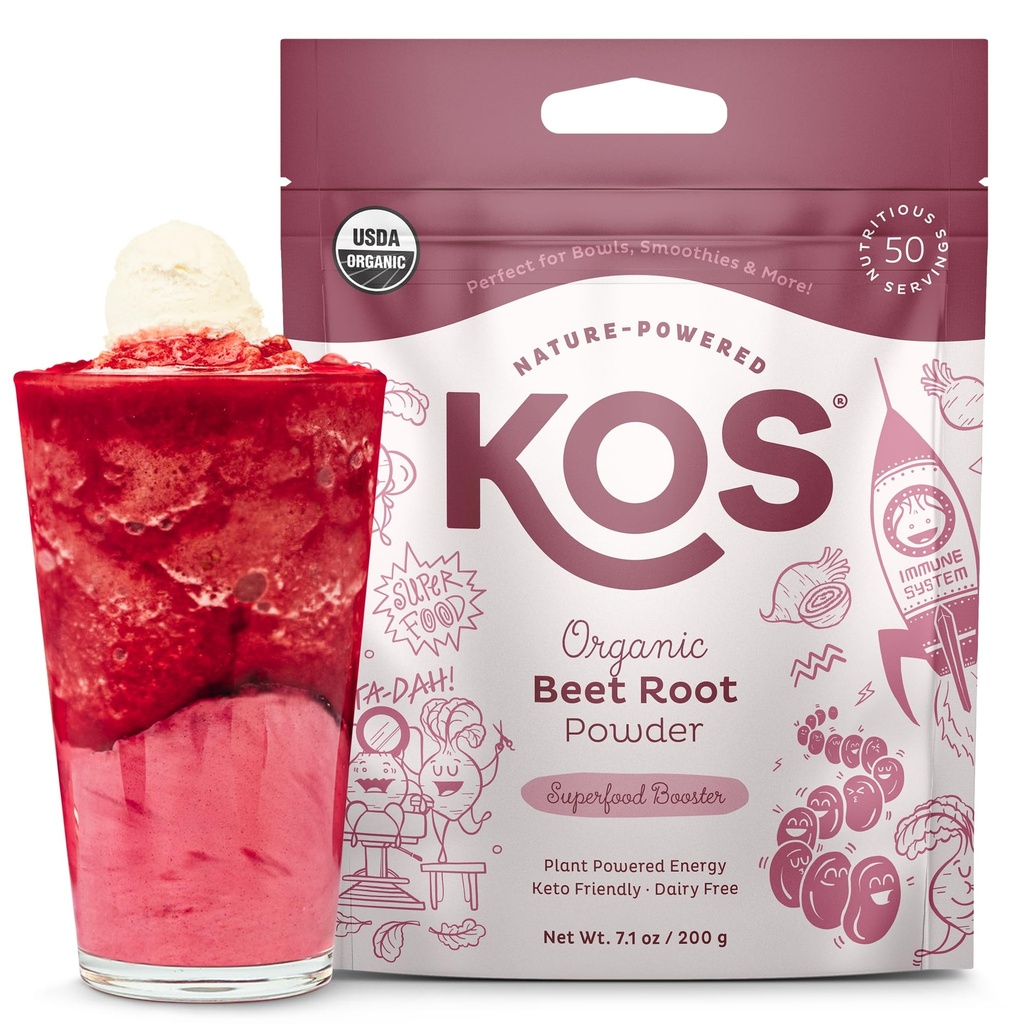 KOS Organik Arıt Kök Toz, USDA sertifikalı - Superfood Plantive Beetroot Malzemeler Stamina için Art, Circulation - Non-GMO, Soy & Gluten-Free, 50 Hizmetler Bag