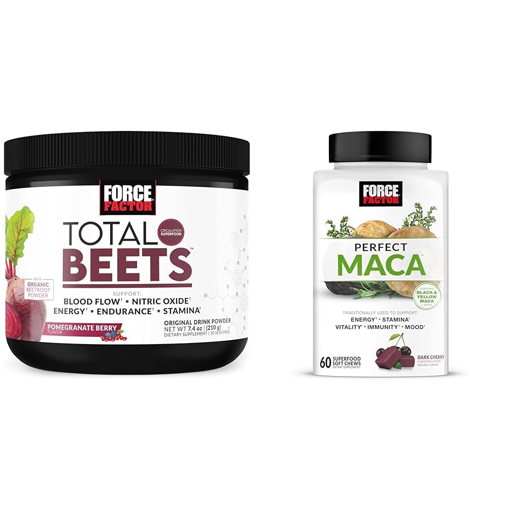Kuvvet Faktörü Total Beets Nitrik Çimento ve Mükemmel Maca Root Chews Energy, Mood ve Balance Supplement Sche