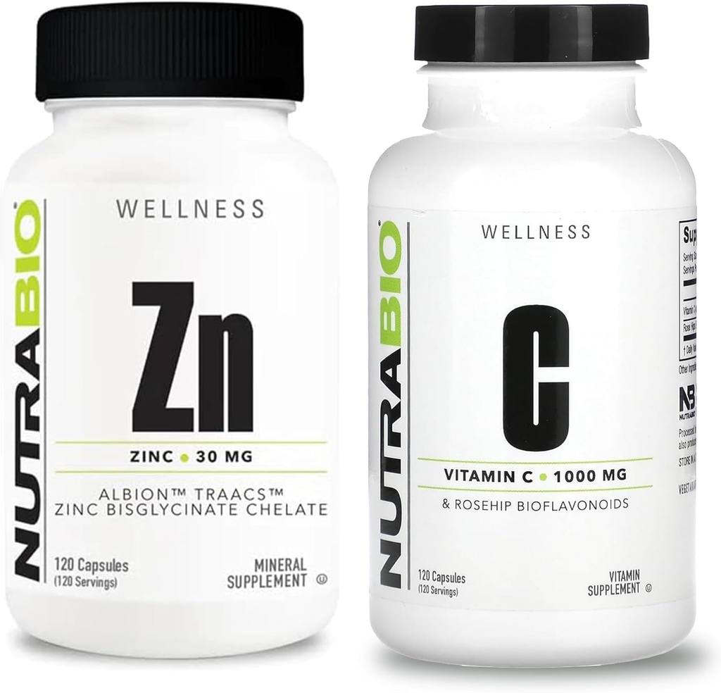 NutraBio çinko Chelate ve Vitamin C Rose HIPS Supplement Sche - Vitamin Supplement Sche Antioksi ve Immune Support ile yardımcı olabilir ve Genel Sağlık ve Wellness