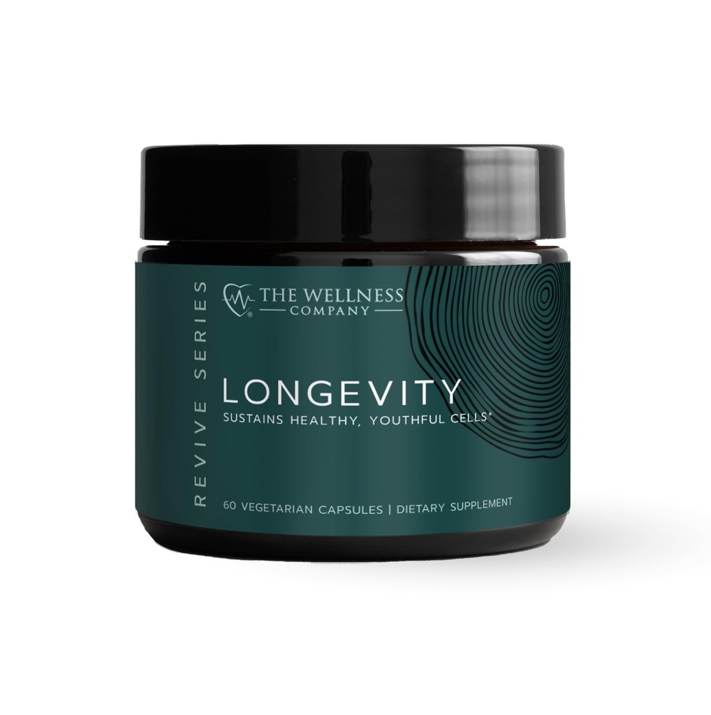 The Wellness Company Longevity – Mitochondria Verimliliği, DNA Onarım, Hücre Senelercense - NR, Lipzoal Glutathione, Resveratrol, Bifidobacterium 15B CFU | 60ct (1 ay Supply)